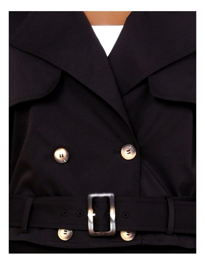 Calabro Cropped Trench in Black image 6