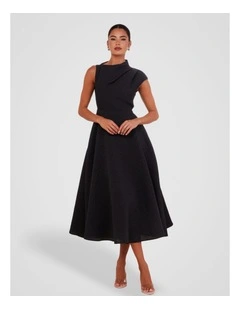 Marlo High Neck Midi Dress in Black