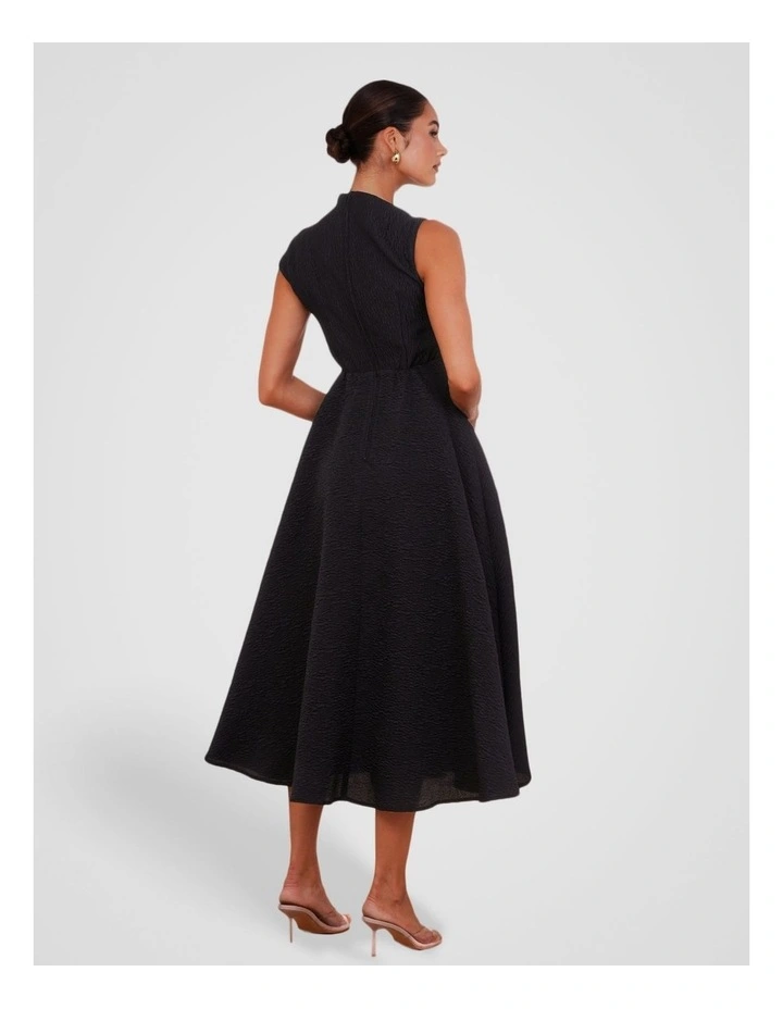 Marlo High Neck Midi Dress in Black image 2