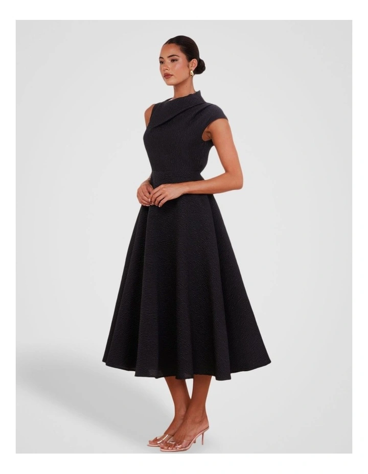 Marlo High Neck Midi Dress in Black image 3