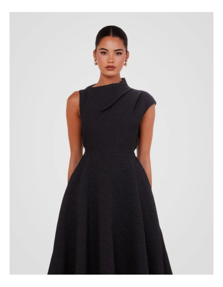 Marlo High Neck Midi Dress in Black image 4
