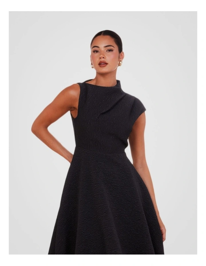 Marlo High Neck Midi Dress in Black image 5