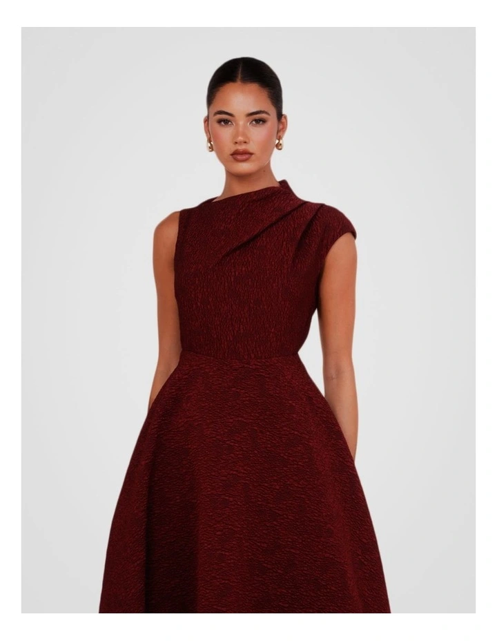 Marlo High Neck Midi Dress in Burgundy image 4