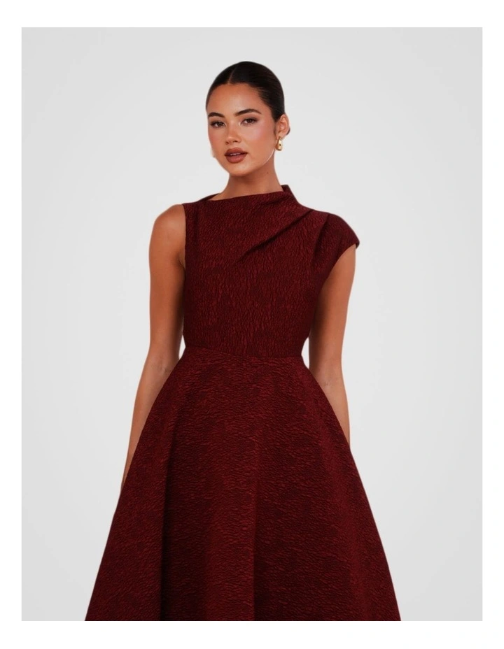 Marlo High Neck Midi Dress in Burgundy image 5