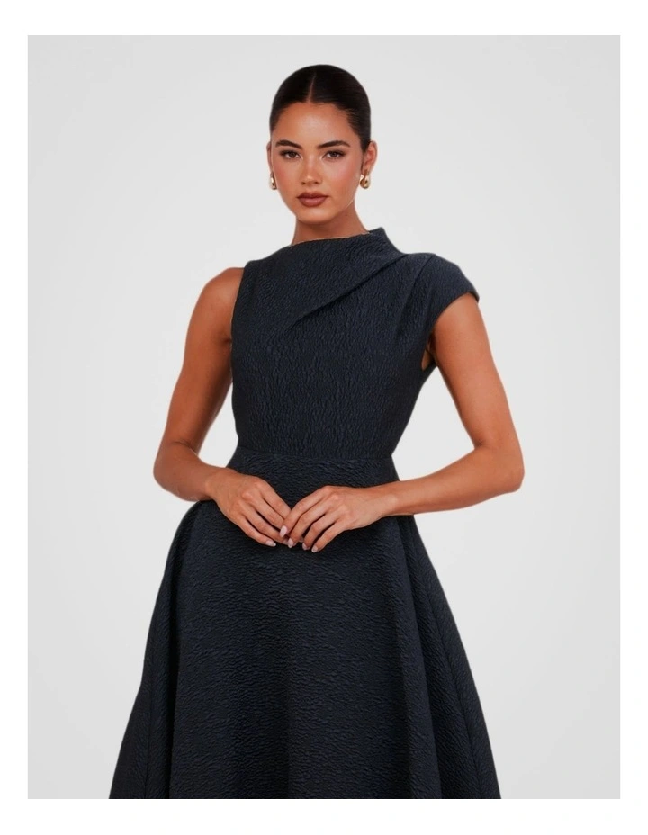 Marlo High Neck Midi Dress in Navy image 4