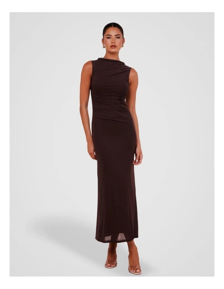 Inara Gathered Maxi Dress in Brown image 1