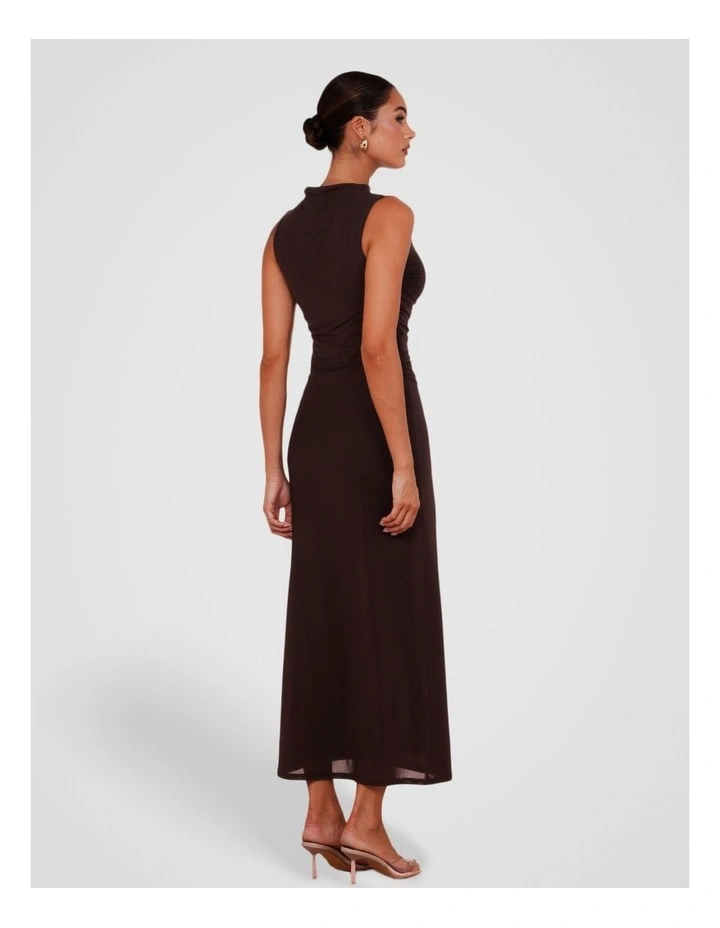 Inara Gathered Maxi Dress in Brown image 2