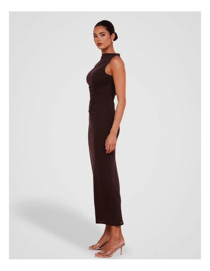 Inara Gathered Maxi Dress in Brown image 3
