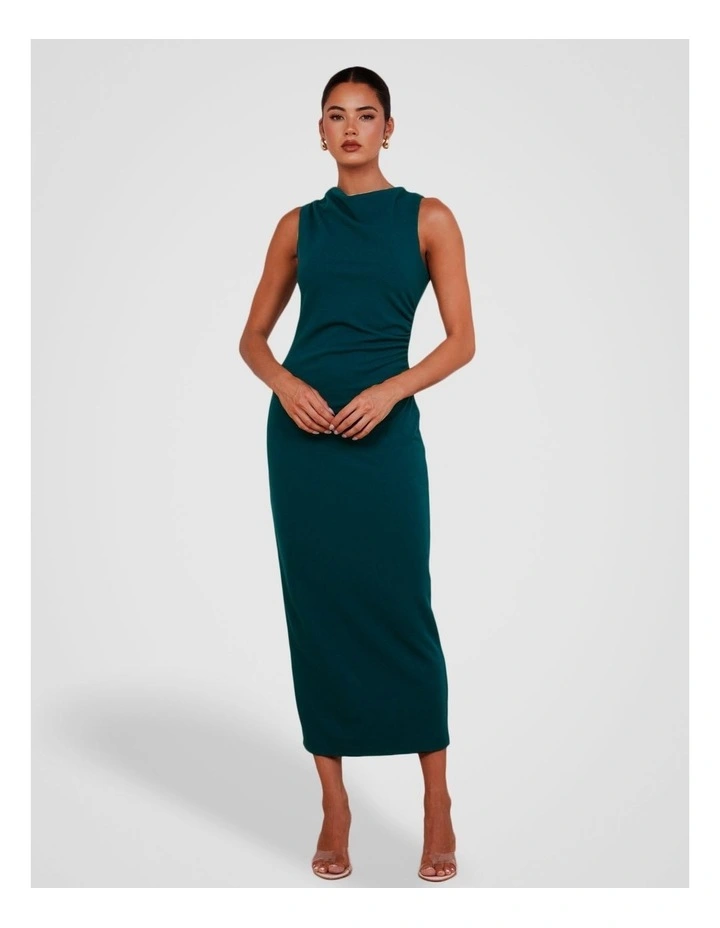 Windsor High Neck Midi Dress in Teal image 1
