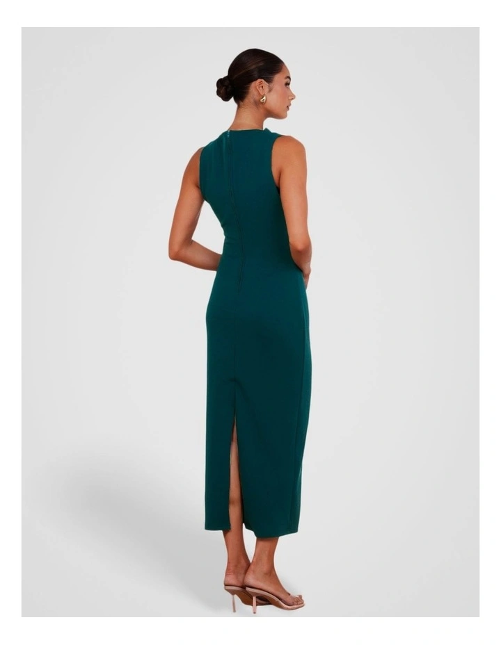 Windsor High Neck Midi Dress in Teal image 2