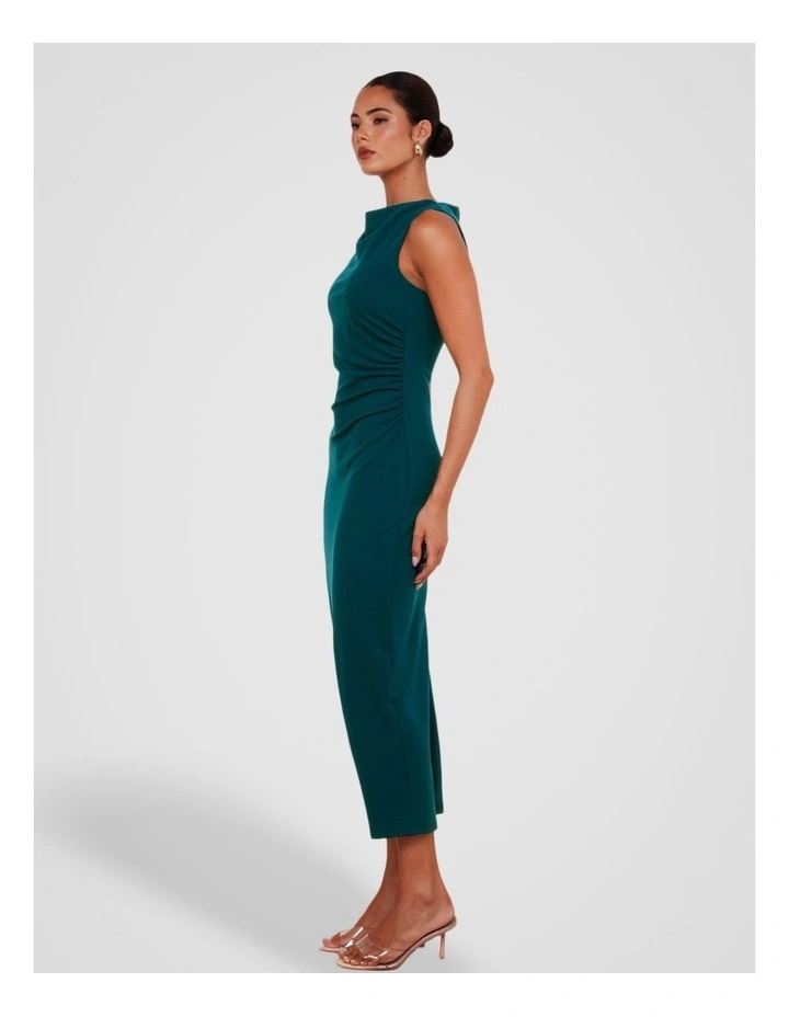 Windsor High Neck Midi Dress in Teal image 3