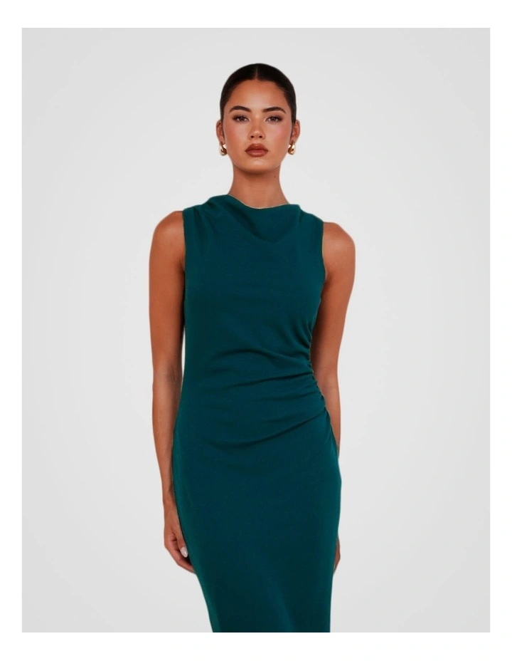 Windsor High Neck Midi Dress in Teal image 4