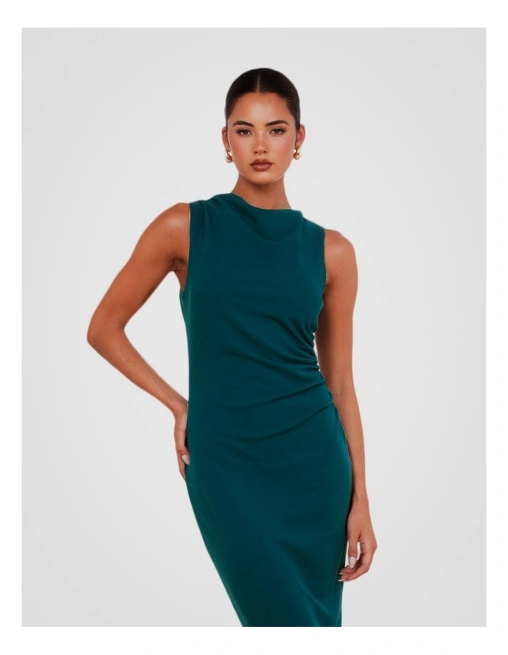 Windsor High Neck Midi Dress in Teal image 5