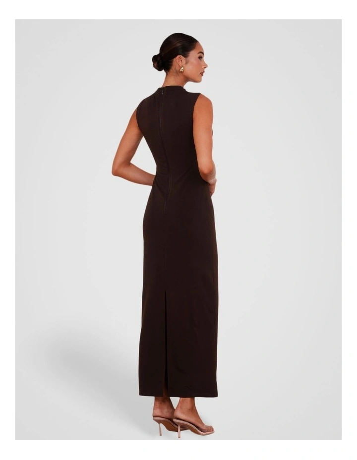 Zaylee High Collar Maxi Dress in Brown image 2