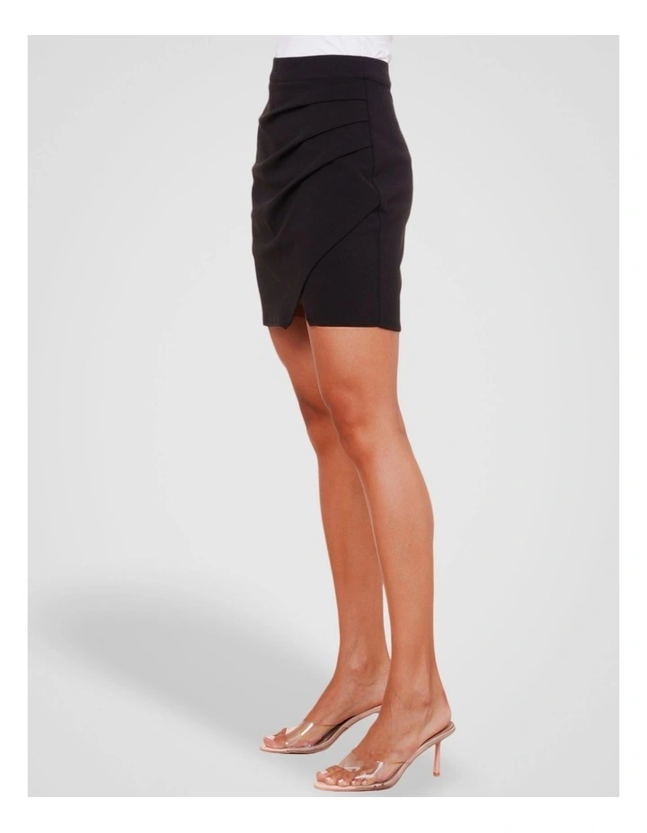 Denise Wrap Mini Skirt in Black image 3