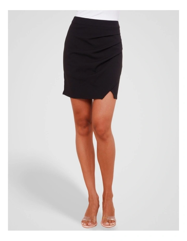 Denise Wrap Mini Skirt in Black image 4