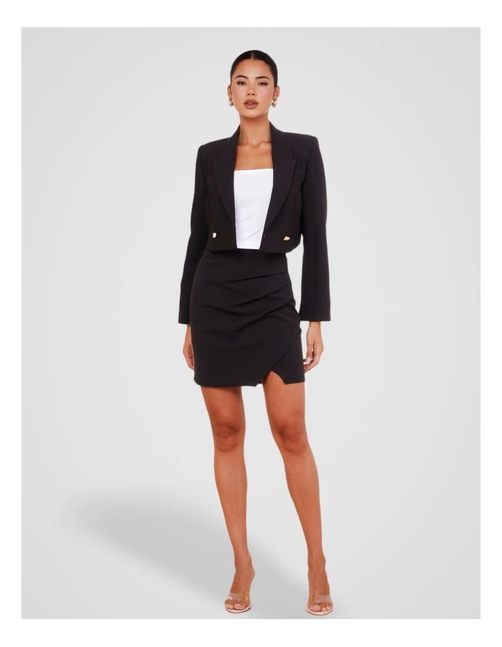 Denise Wrap Mini Skirt in Black image 5