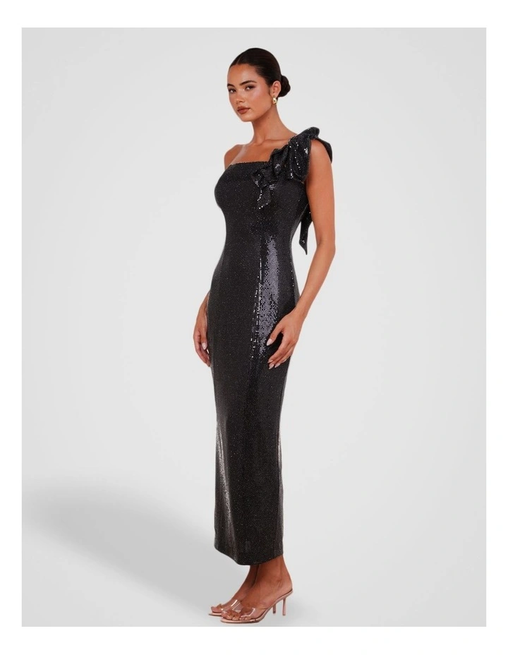 Tessa One Shoulder Gown in Black image 3