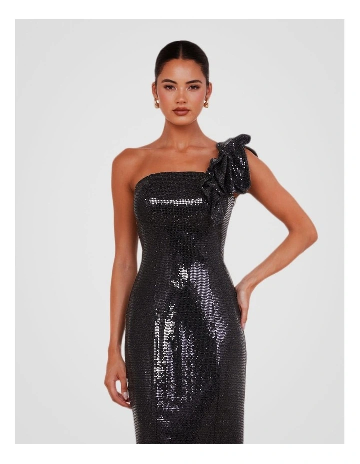 Tessa One Shoulder Gown in Black image 5