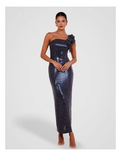 Tessa One Shoulder Gown in Navy