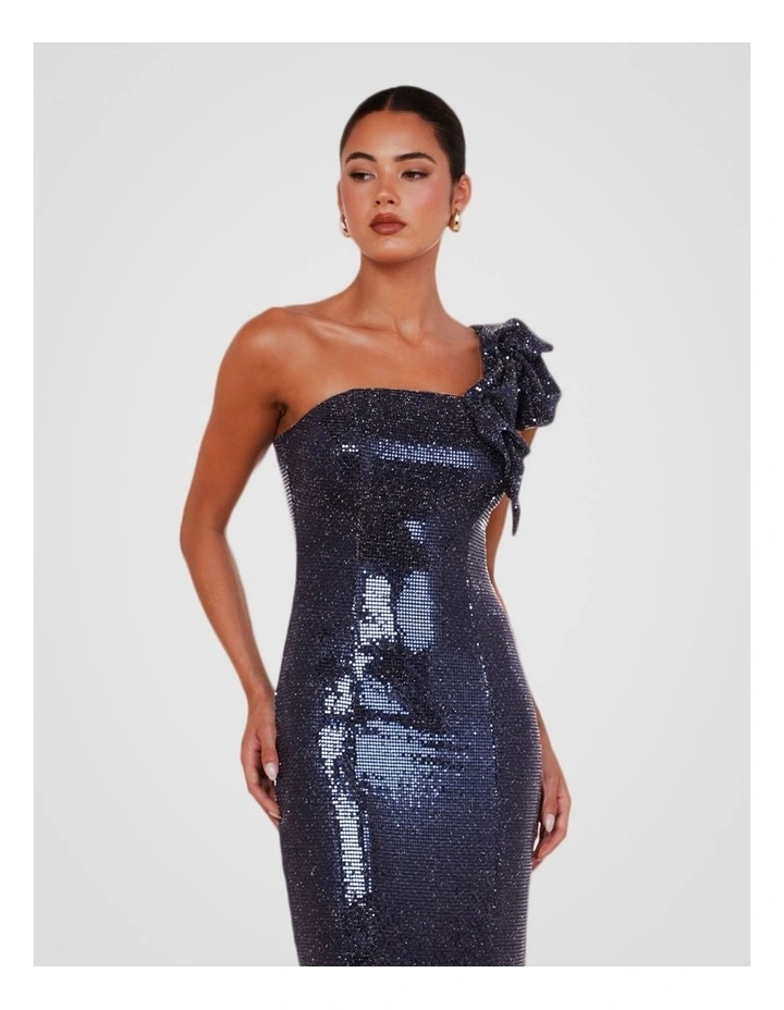 Tessa One Shoulder Gown in Navy image 4