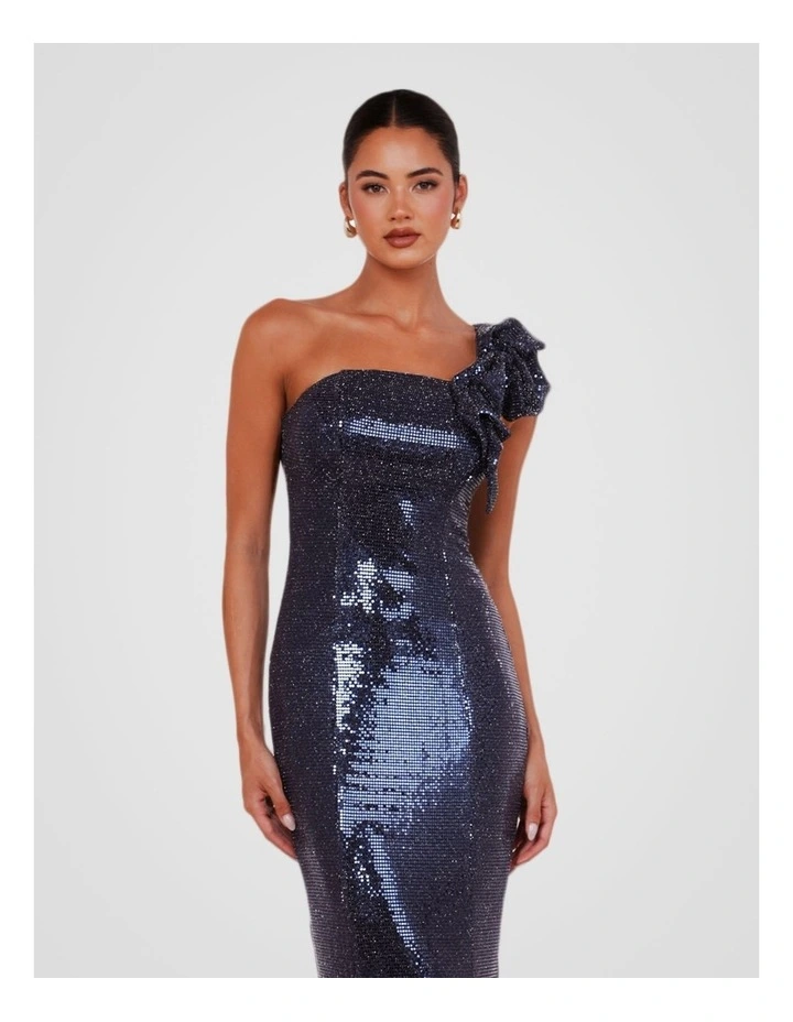 Tessa One Shoulder Gown in Navy image 5