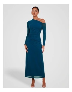Heidi Asymmetric Maxi Dress in Teal