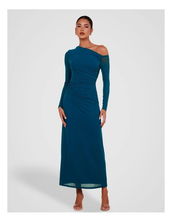 Heidi Asymmetric Maxi Dress in Teal image 1