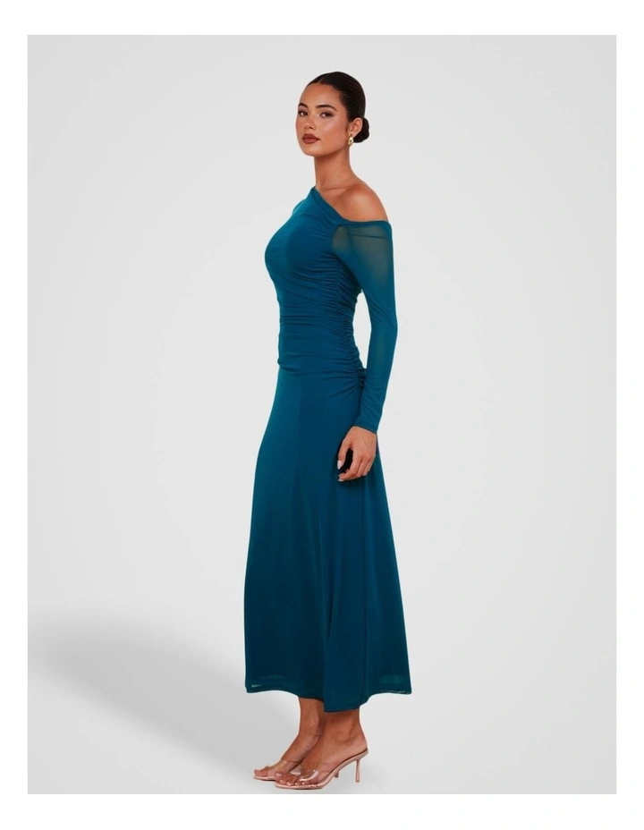 Heidi Asymmetric Maxi Dress in Teal image 3