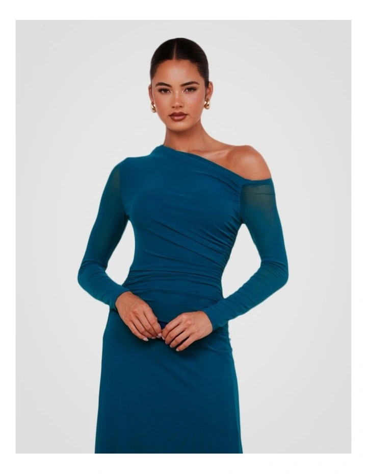 Heidi Asymmetric Maxi Dress in Teal image 4