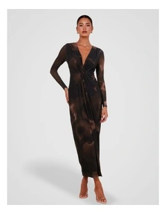 Gabriella V-neck Knot Dress in Print