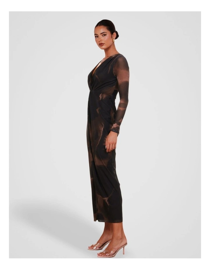 Gabriella V-neck Knot Dress in Print image 3