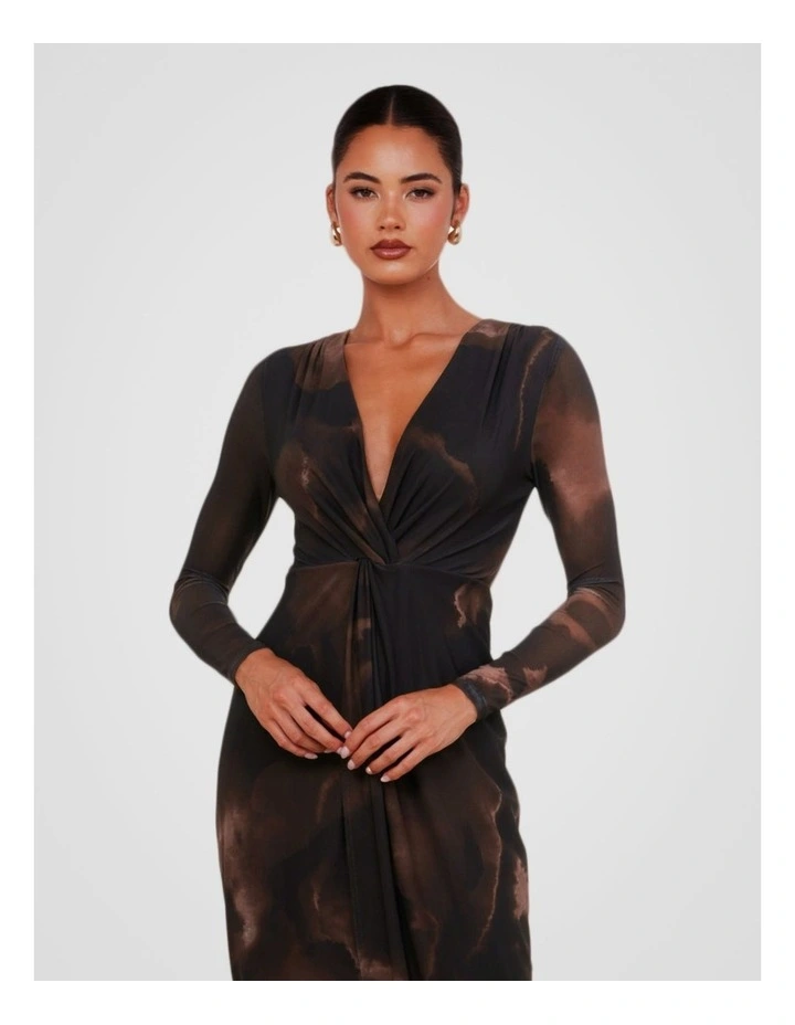 Gabriella V-neck Knot Dress in Print image 4