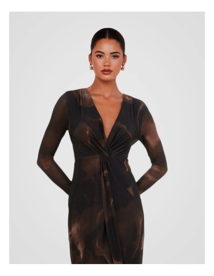 Gabriella V-neck Knot Dress in Print image 5