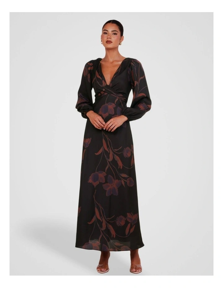 Cher Wrap Front Maxi Dress in Print image 1