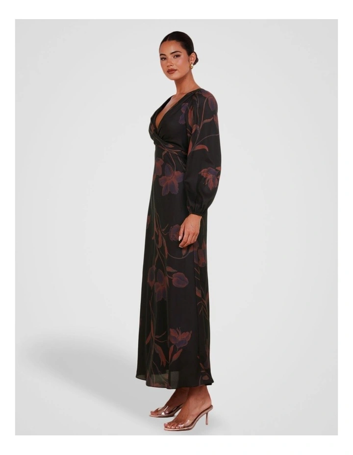 Cher Wrap Front Maxi Dress in Print image 3
