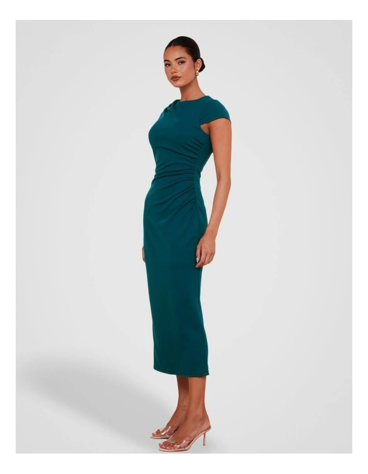 Belle Cap Sleeve Midi Dress in Teal image 3