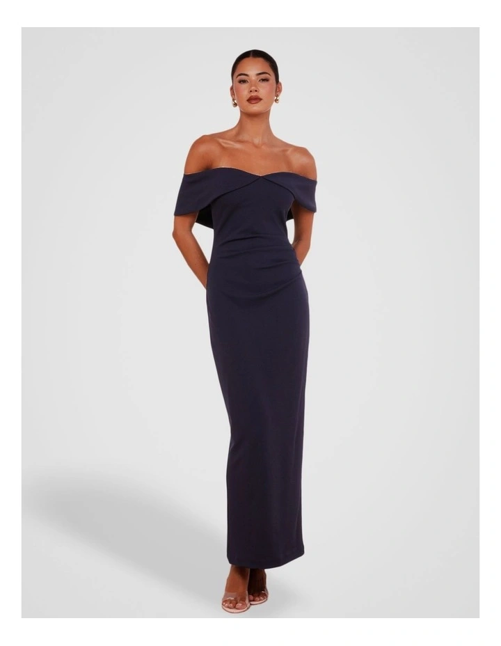 Talia Off Shoulder Gown in Navy image 1