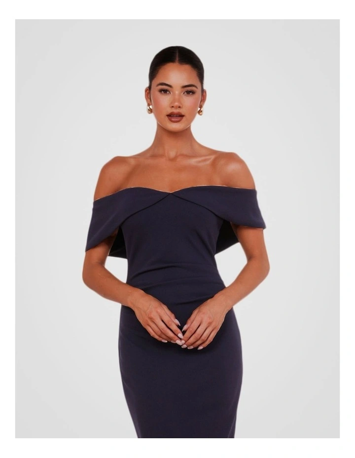 Talia Off Shoulder Gown in Navy image 5