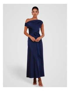 Avery One Shoulder Maxi Dress in Navy