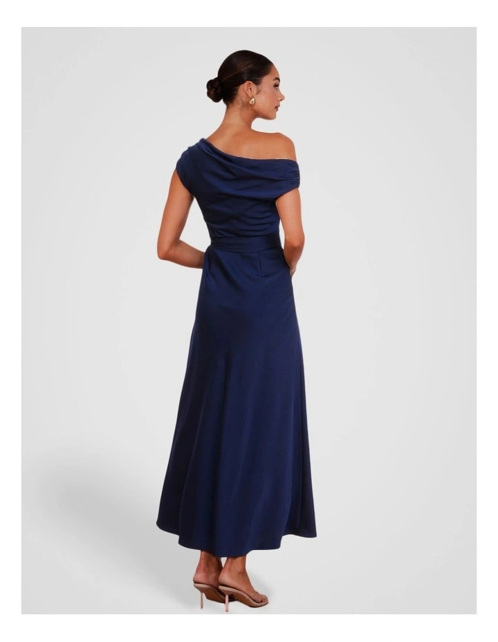Avery One Shoulder Maxi Dress in Navy image 2