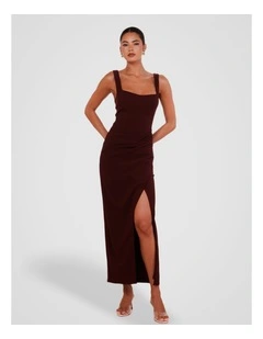 Uziel Corset Style Draped Gown in Burgundy
