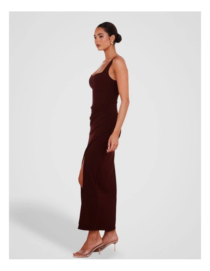 Uziel Corset Style Draped Gown in Burgundy image 3