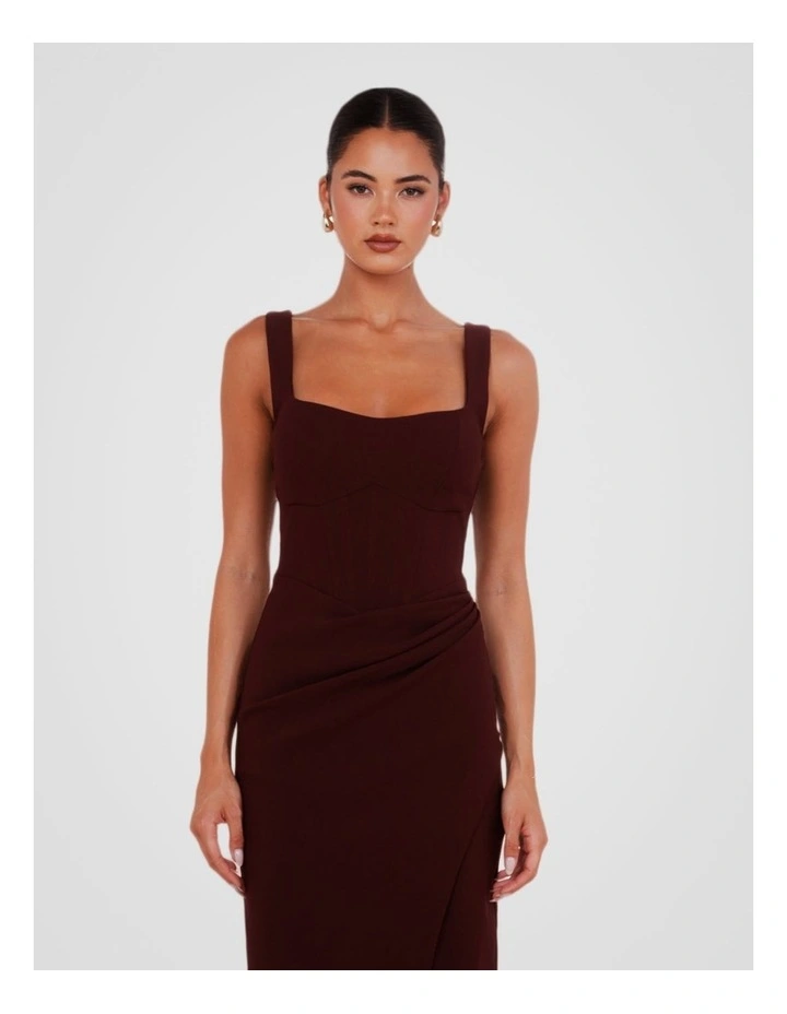 Uziel Corset Style Draped Gown in Burgundy image 4