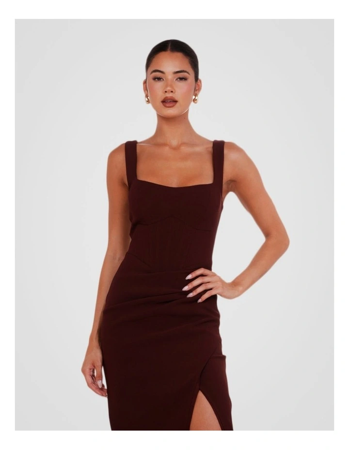 Uziel Corset Style Draped Gown in Burgundy image 5