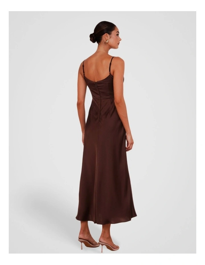 Natalie Cowl Neck Maxi Dress in Brown image 2