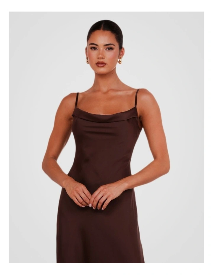 Natalie Cowl Neck Maxi Dress in Brown image 4