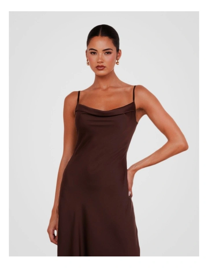 Natalie Cowl Neck Maxi Dress in Brown image 5