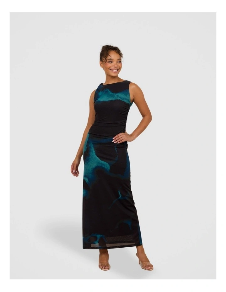 Nandini Twist Mesh Maxi Dress in Abstract Print image 1