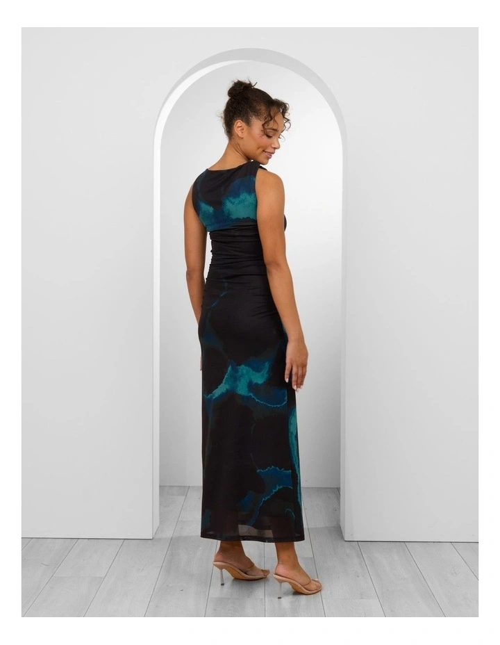 Nandini Twist Mesh Maxi Dress in Abstract Print image 2